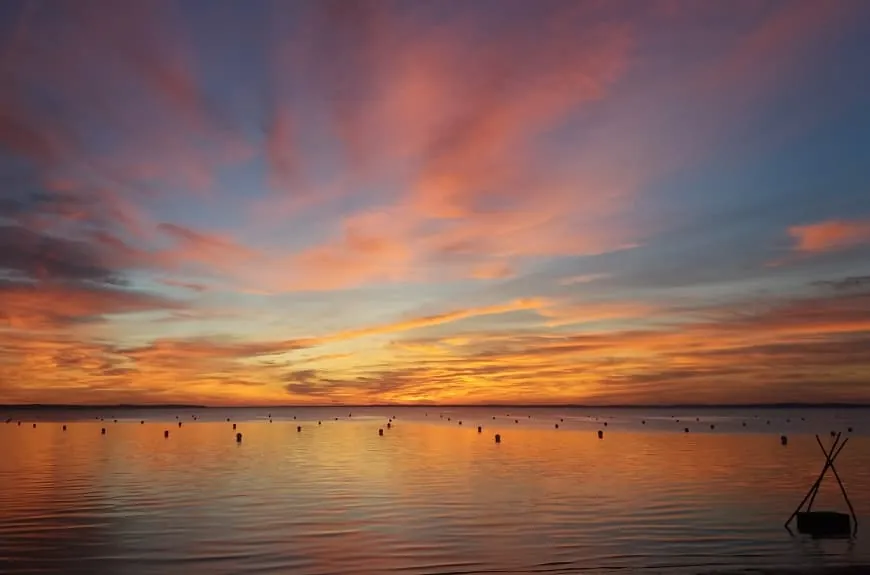 La villa Glen-Tara, Bassin d'Arcachon - coucher de soleil sur la plage de Taussat